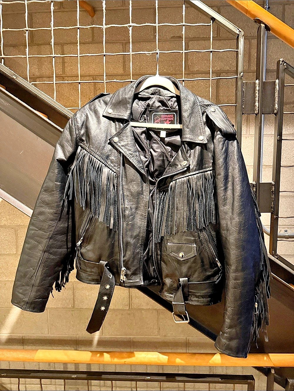 First Manufacturing Co. 90s  Black Fringe Leather Jacket
